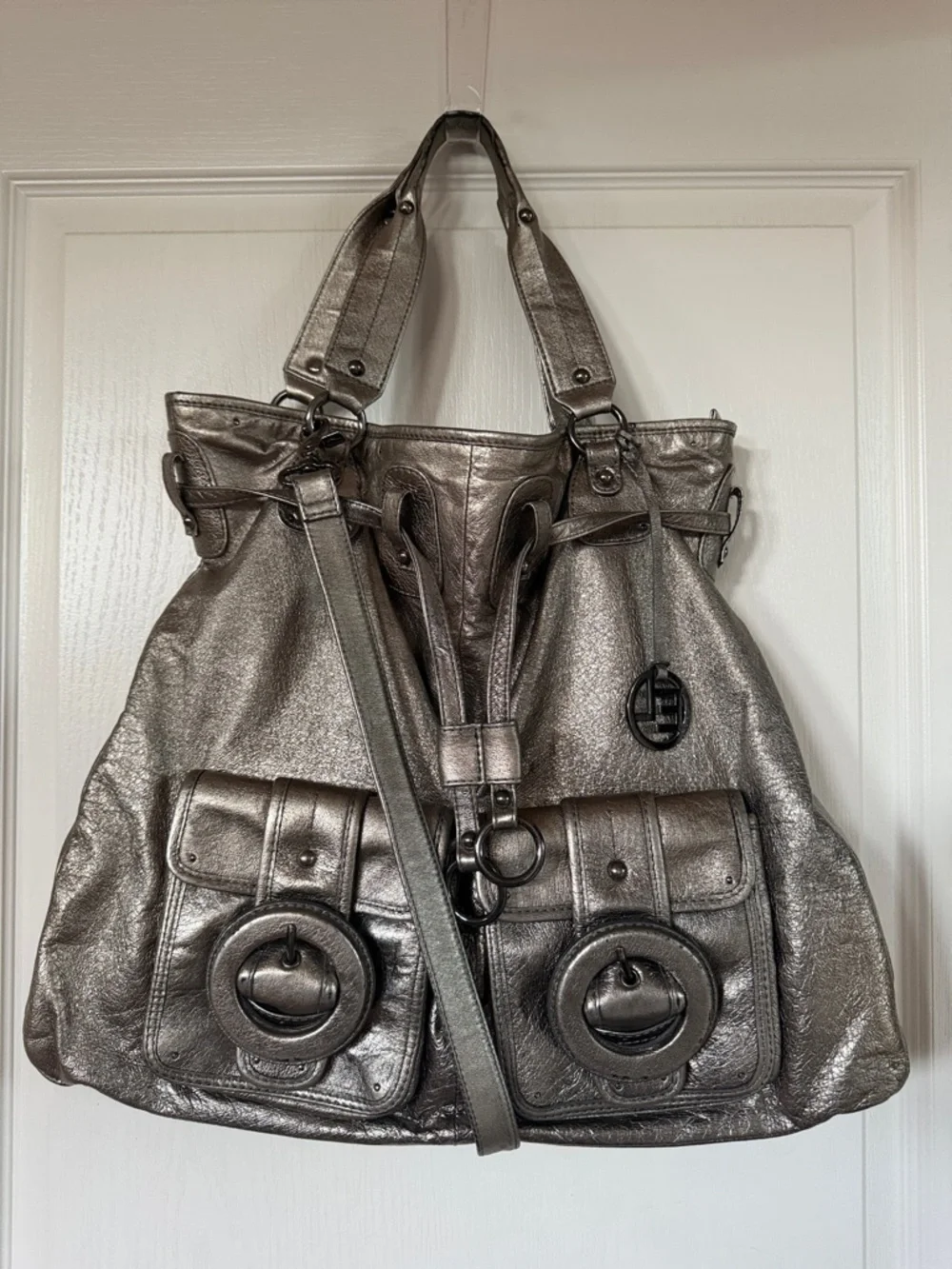 Elliott Lucca “ Estella “ Metallic Leather All Carry Handbag
